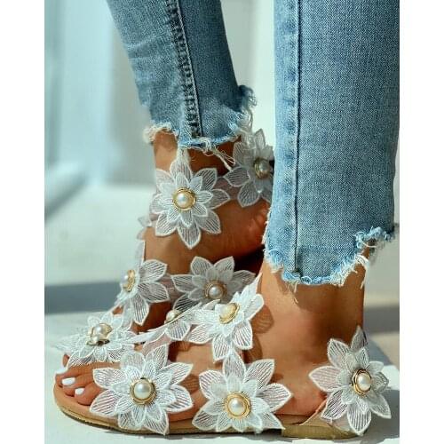 Women Sandals Boho Style Summer Shoes For Women Flat Sandals Beach Shoes 2020 Flowers Flip Flops
