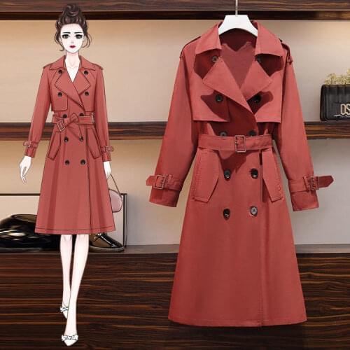 Women Trench Coat Spring Autumn Turn Down Collar Coat Sashes Womens Windbreaker Ol Ladies Long Trench Coat Plus Sizes Outwears
