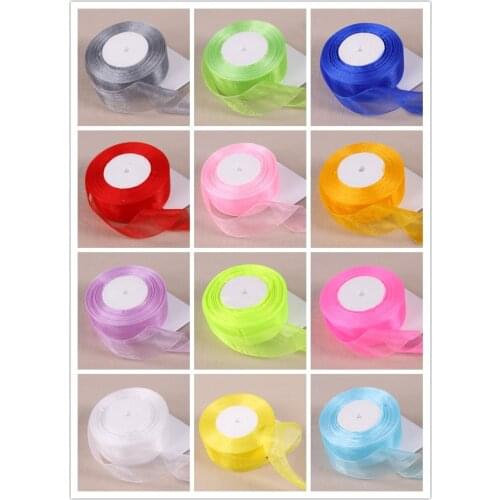 20mm 50 Yard/Rolls 45M Pretty Silk Organza Double Face Transparent Ribbon For Wedding Party Decoration Crafts Gift Packing Belt