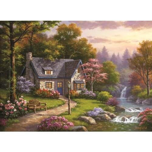 At Jigsaw Puzzle 2000 Pcs Stonybrook Falls Cottage For Adult&Kids Toy Educational Entertaintment Landscape Fun Games