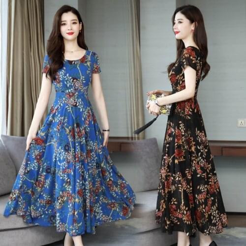 2021 new long skirt, big swing chiffon dress, temperament printing long skirt, slim beach skirt, popular for children