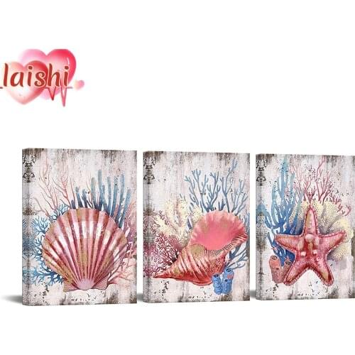 3pcs Starfish shells, underwater scenery Diamond Painting Full Square Diamond Embroidery Sale Rhinestone Pictures Diamond Mosaic