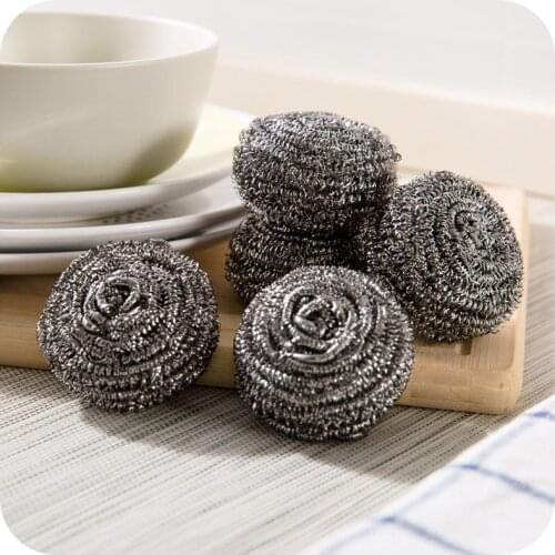 6pcs/set Stainless Steel Balls Clean Ball Clean Kitchen Scrub Pots And Pans Cleaner