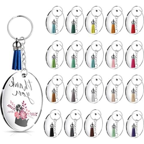 Acrylic Transparent Circle Discs Keychain Key Rings Pendant For Handmade DIY Projects Crafts Special Souvenir Gift Decorations