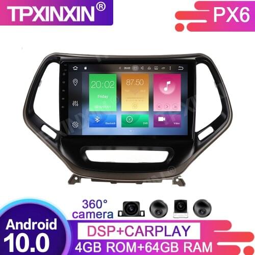 360 Cameras Screen Android 10.0 4+64GB DSP For JEEP Cheroki 2014-2018 Car Multimedia Player GPS Navi Headunit Radio Audio Stereo