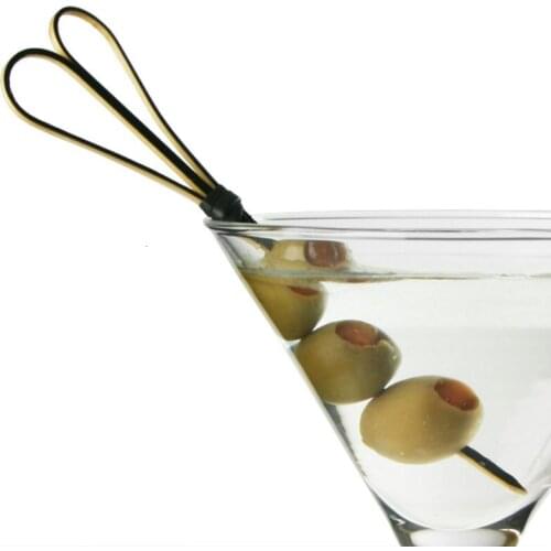 Bamboo Scissors Heart Shape Martini Olive Wine Label Bar Mixologist DIY Cocktail Picks Smoothie Decoration Stick CocktailPick