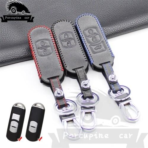 Genuine Leather Remote Car Key Case Cover For Mazda Atenza Axela 6 CX4 CX3 CX-5 CX5 CX-7 CX-9 2015 2016 2017 Smart 2/3 Buttons