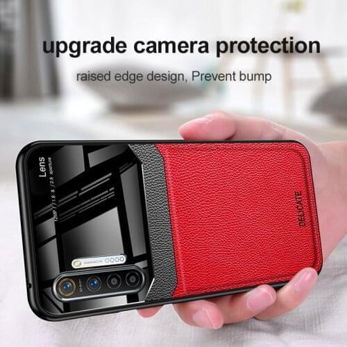 Oppo Realme X2 Pro Case RealmeX2 Pro PU Leather Plexiglass Back Cover Hard Case For Oppo Realme X2 Pro Phone Cover Protector