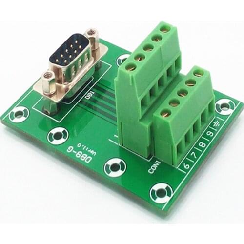 D-SUB DB9 Male Header Breakout Board, Terminal Block, Connector