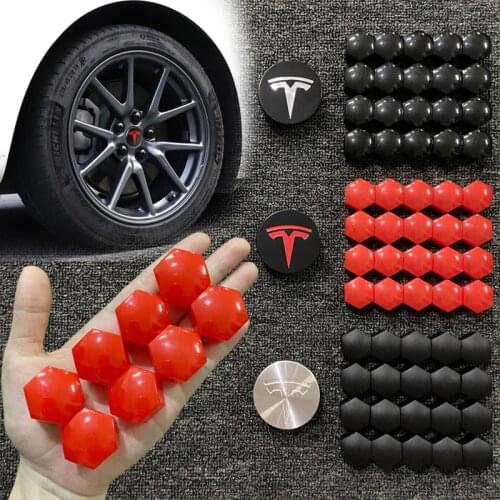 For Tesla Model 3/ S/ X /Y Car Wheel Nut Caps Center Cap Hub Screw Cover Logo Kit Decoration Tires Cap Car Style Car Accessories