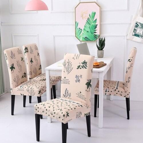 Leaves Print Letter Dining Chair Cover Spandex Elastic Anti-dirty Slipcovers Stretch Removable Hotel Banquet Seat Case 4pcs/set