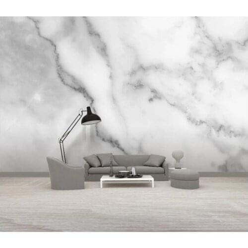 European style white landscape marble wall background modern wallpaper for living room