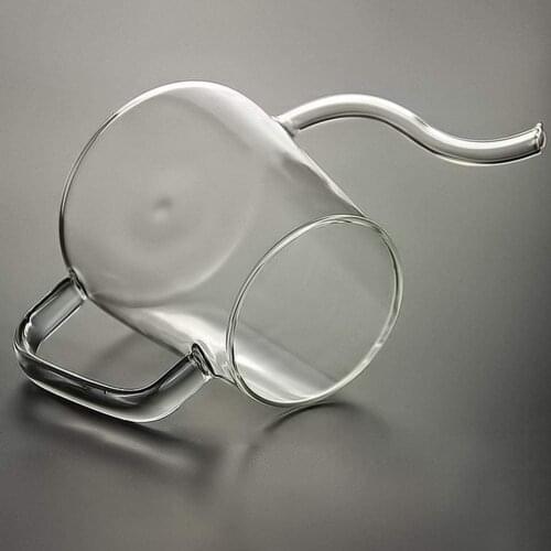 Hearthrousy Glass Teapot Coffee Kettle Teapot Pouring Over Swan Goose Neck with Lid for Travel Camping 600ml 300ml Drip Coffee