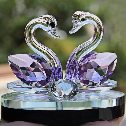 Crystal Swan Crafts Glass Paperweight Figurine Gift Crafts Ornaments Home Wedding Party Decor Gifts Figurines Souvenir 2020