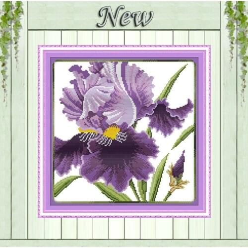 Purple blossoms flower home decor paintings counted printed on fabric DMC 14CT 11CT Cross Stitch Needlework kits Embroidery Sets