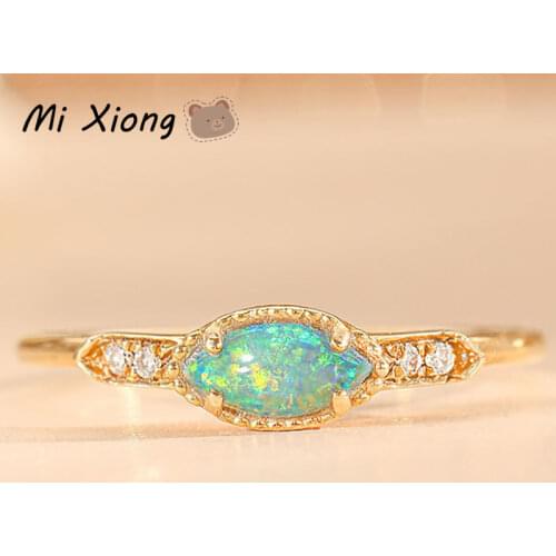 Mi Xiong s925 sterling silver gold-plated opal gemstone ring exquisite light luxury elegant charm ladies custom wedding brand