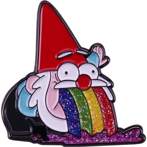 Santa Elf Glitter Rainbow Collar Pin Funny Cartoon Brooch Christmas Gift