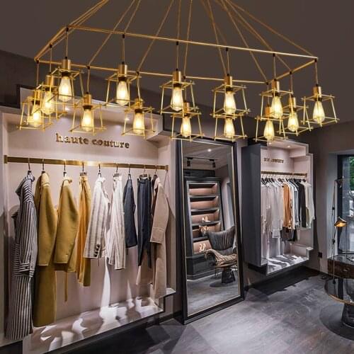 Living room lamp simple retro industrial style clothing store lighting creative personality atmosphere rectangular lighting lamp