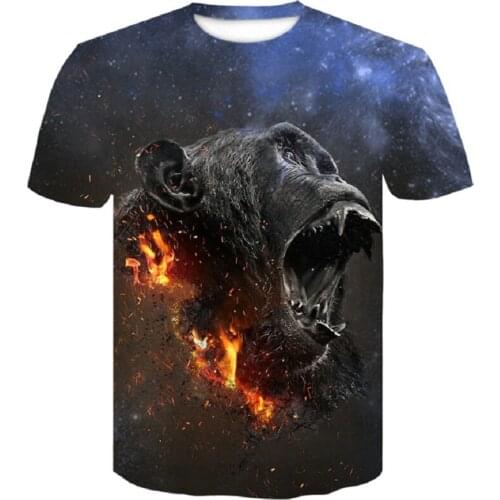 2019 summer Mens animal T-Shirt orangutan/tiger/Wolf 3D Printed Men Funny short sleeves tees tops mens t-shirts in large sizes