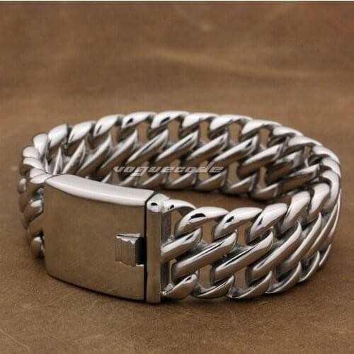 LINSION Huge Heavy 316L Stainless Steel 14 Lengths Mens Biker Rocker Punk Bracelet 5L002 Free Shipping