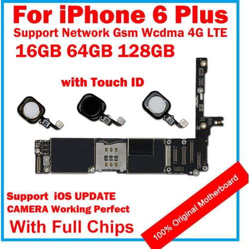 Full Chips 4G Lte Network Main Logic Board Unlocked For IPhone 6 Plus 16GB 64GB 128GB Not ID Locked Motherboard IOS System