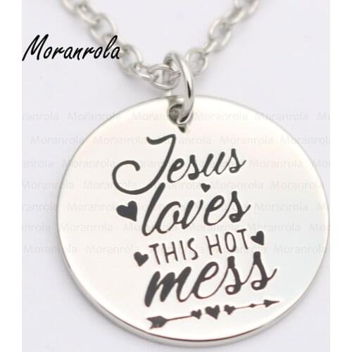New arried " Jesus Loves this hot mess "Copper necklace &Keychain,charm, religious jesus Jewelry christian necklace