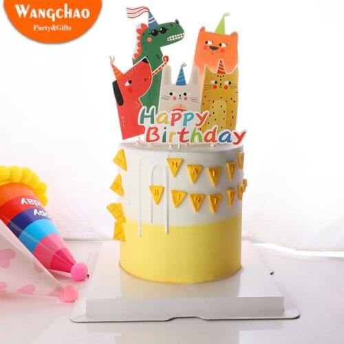 Cartoon Small Animal Theme Cake Topper Party Birthday Party Decoration Material Package Cake Decoration Supplies Baby Shower