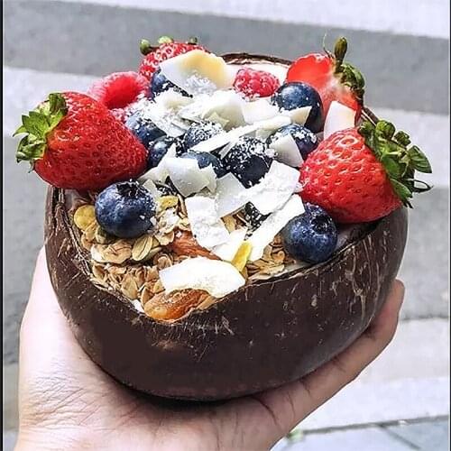 12-15cm Natural Coconut Bowl Protection Wooden Ware Vaisselle Wood Tableware Spoon Set Coco Cuencos Kitchen Environmental Bowl