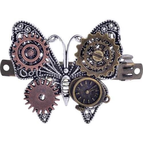 2021 New Novelty Steampunks Hair Accessories Alloy Gear Designs Hair Clips Butterfly Clips For Men Women Hippie Hair Pins