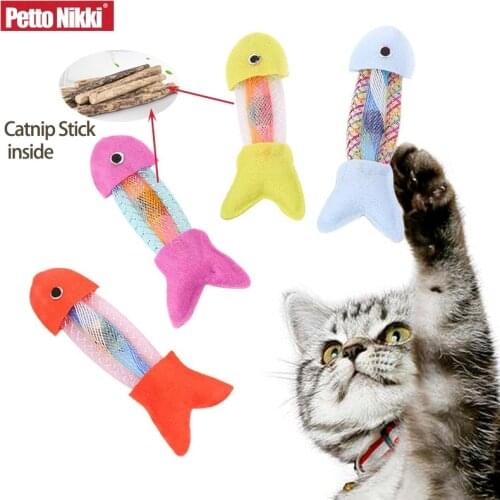 New Fish Shape Cat Toys with Naturl Catnip Stick Cat Cleaning Teeth Molar Sticks Interactive Toy for Kitten Cats Pet Accessories
