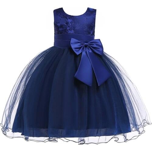 Children Formal Clothes Trend Bow Solid Color Cute Princess Tutu Girls Dress Christmas Day Stage Kids Dresses for Girls 3-10Y