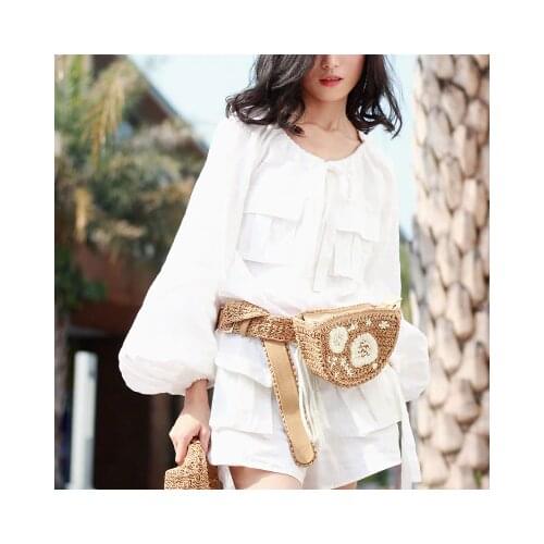 Waist Pack Rattan grass small ladies can be fitted with mobile phone keys purse cute grass women bag bolso borsetta portmonetka