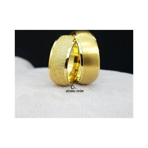 Gold Plated Sandy Double Silver Wedding Band Ring