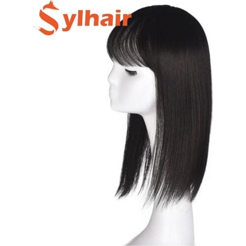 Sylhair Wig Bangs Head Overhead Bangs Invisible Seamless Head Hair Natural Invisible Replacement Cover White Hair