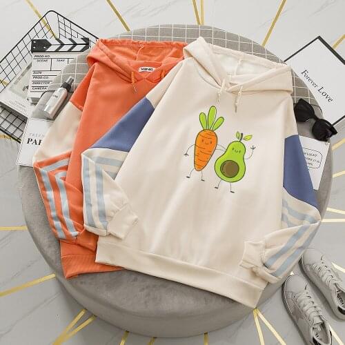 Korean Style Hoodie Oversize Women Cute Sweatshirt Hoodies Female Vegan Pullover Patchwork Jumper Harajuku Kpop Streetwear