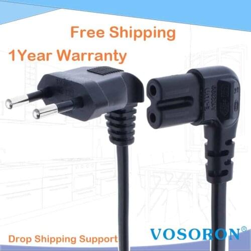 EU CEE7/16 extension cord, Figure 8 C7 AC power cord EU type right angled 90 degree for samsung Philips Sony LED TV 1M/1.8M/3M