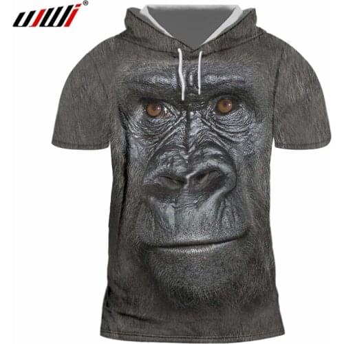 UJWI New Spring Animal Hooded Tshirt 3D Printed Sports Man Big Size 5XL Funny Orangutan Harajuku Mens