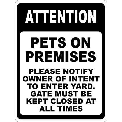 Attentions On Premises Please Notify Owner Intent Dog in Warning Old Fashion Metal Tin SignAluminum Vintage Look Sign Poster