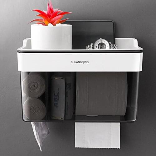 Waterproof Toilet Paper Holder Home Storage Rack Bathroom Foldable Hanger Tissue Box Shelf Wall Mounted Roll Paper Holder Rack