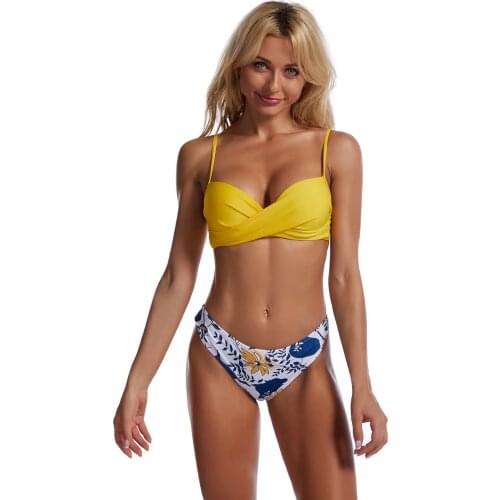 WTCandy 2021 New Cross Push Up Bikini Sexy Floral Plus Size XXL Swimsuit Women Brazil Beach Biquini Yellow Red Black Swimwear