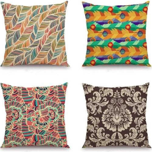 XUNYU Linen Pillowcase Sofa Decorative Pillow Cover Geometric Patterns Square Cushion Cover 45X45cm KQ49
