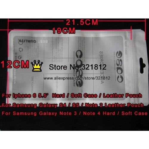 12*21.5CM Poly Zipper Waterproof PVC Retail Package For Iphone 7 6 6S Plus 5.5 Leather Pouch For Samsung S7 S6 Bag Case 6000pcs