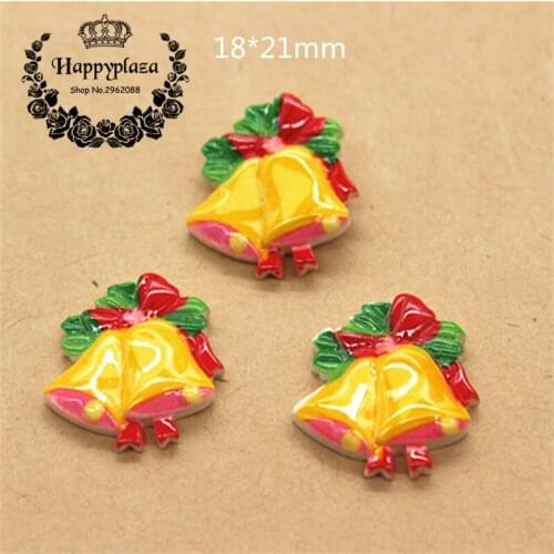 20pcs Resin Flatback Cabochon Christmas Bells Miniature Art Supply Decoration Charm Craft,18*21mm