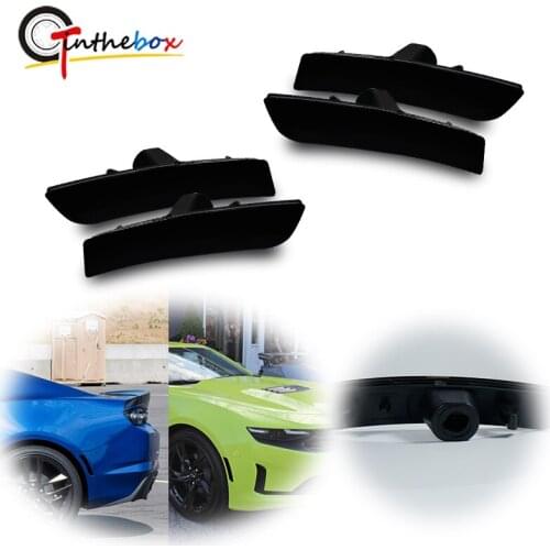 Gtinthebox 4pcs Smoked Lens Car Front & Rear Side Marker Light Shell Housings For 2016-2018 6th Gen Chevy Camaro, No Bulb/Socket