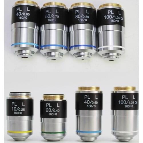 5X 10X 20X 40X 50X 80X 100X Flat-field Metallurgical Plan Achromatic Object Glass Lab Metallographic Microscope Objective Lens