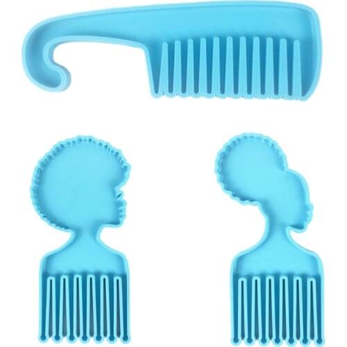 African Men Women Heads Shaped Combs Epoxy Resin Mold Silicone Mould DIY Crafts Casting Tool