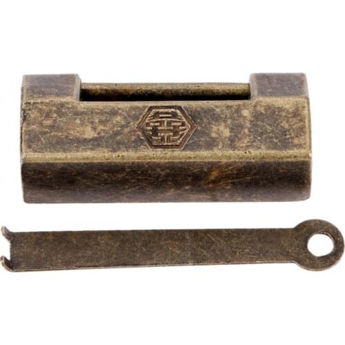 Antique Bronze Chinese Padlock Vintage Jewelry Wooden Box Old Lock Padlock for Suitcase Drawer Cabinet Door Hardware Locks