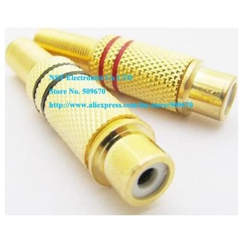 Free Shipping / 50Pair(100PCS) Gold Plated RCA Jack audio Connector w/metal spring New