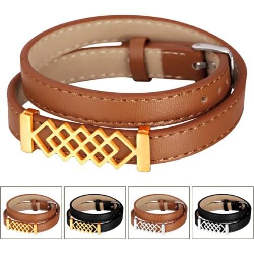 Genuine Leather Bracelet Brown/Black Gold Color/Stainless Steel Best Friend Bracelet Jewelry Gift Women/Men Trendy GH1585