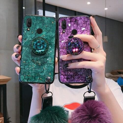For Huawei Honor 30S 30 Lite V30 Pro X10 Max Note10 Enjoy 8 8S 7 9 Plus 7S Maimang 9 8 7 6 Diamond Cute Fox Pompom Flake Case